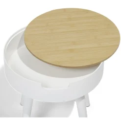 Bout de canapé Mathieu Ø33,5xH38cm bois blanc