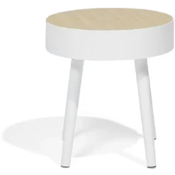 Bout de canapé Mathieu Ø33,5xH38cm bois blanc