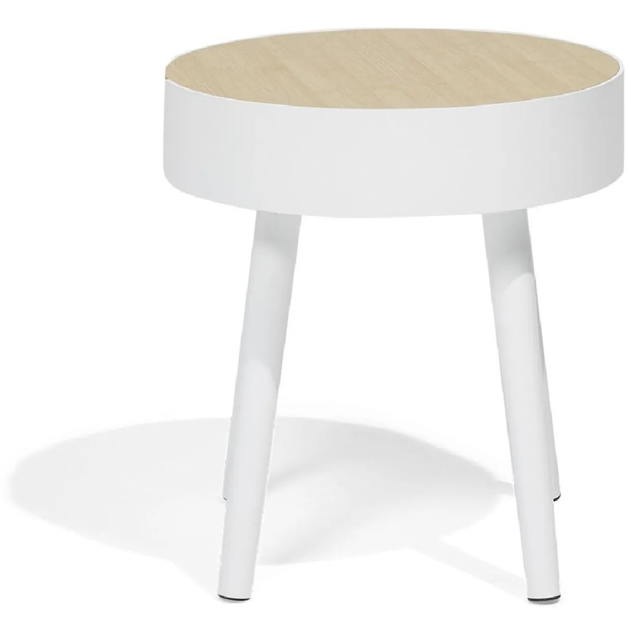 Bout de canapé Mathieu Ø33,5xH38cm bois blanc