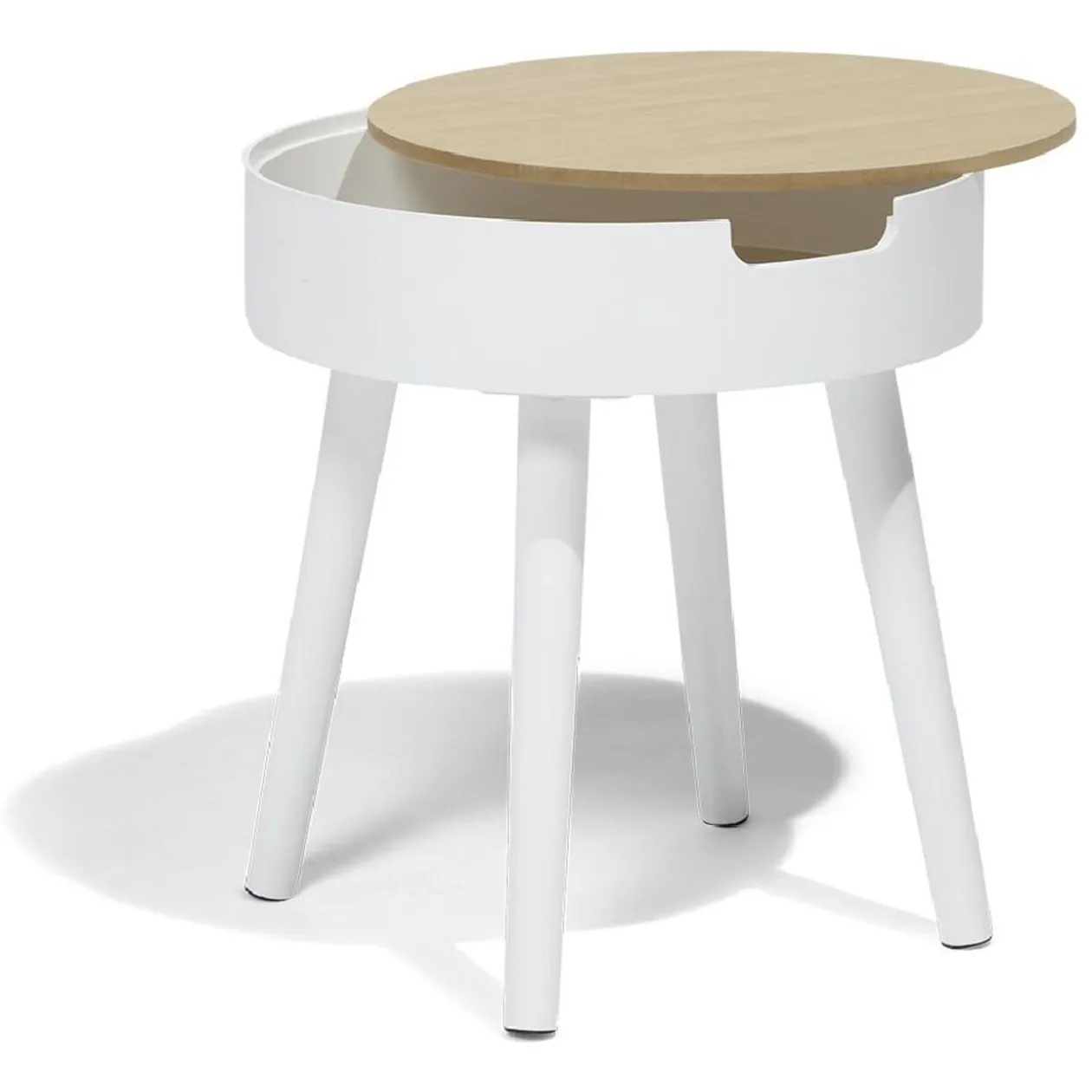 Bout de canapé Mathieu Ø33,5xH38cm bois blanc