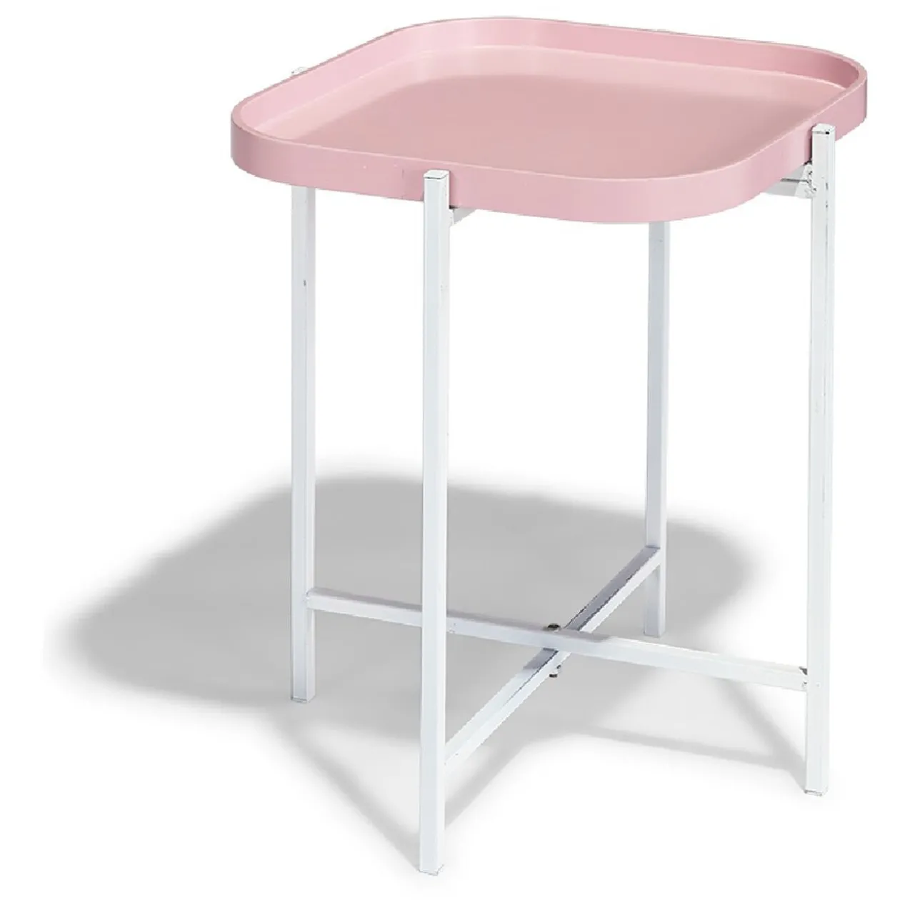 Bout de canapé pliant France rose poudré et blanc