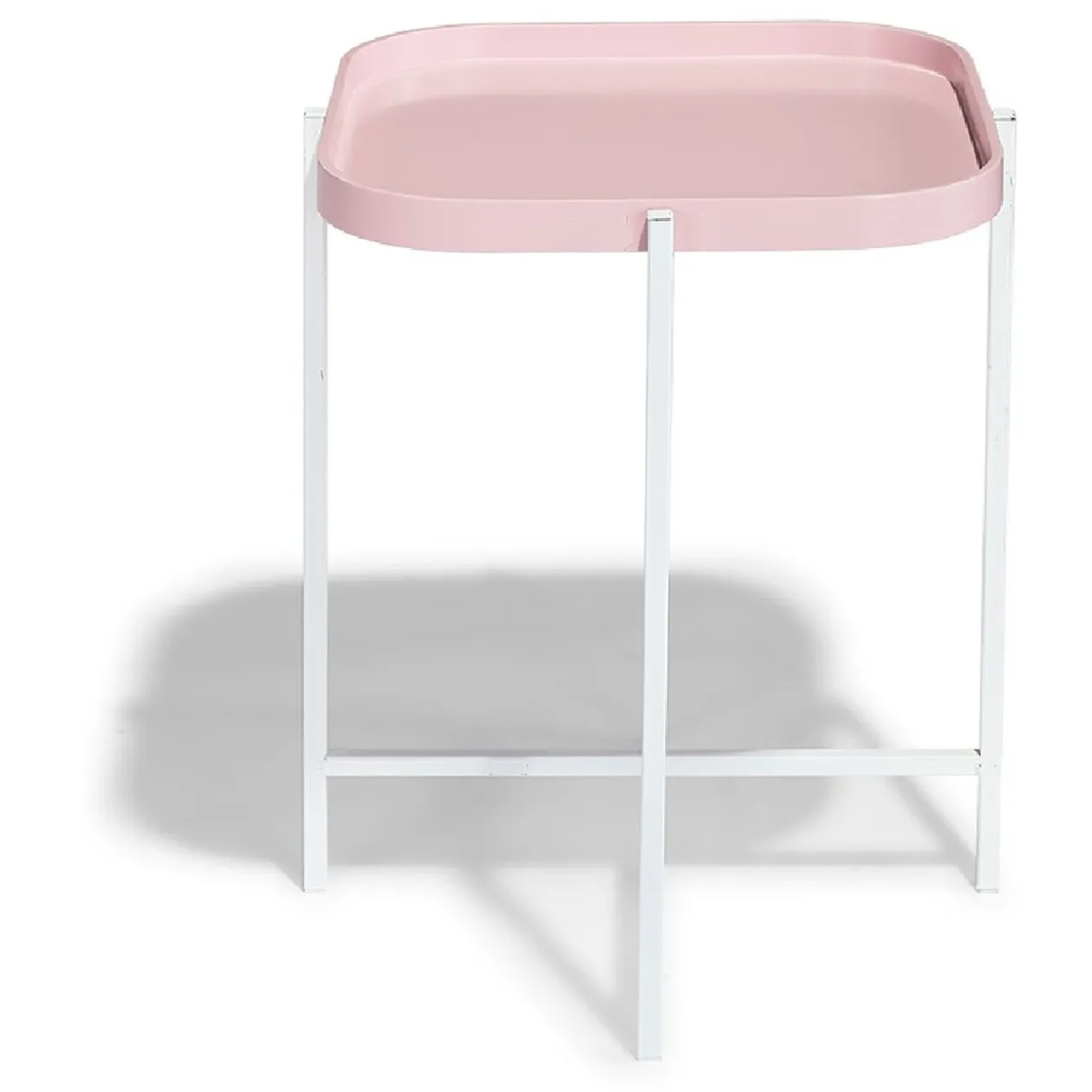 Bout de canapé pliant France rose poudré et blanc