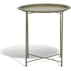 Bout de canapé rond gamme Maddy métal vert kaki