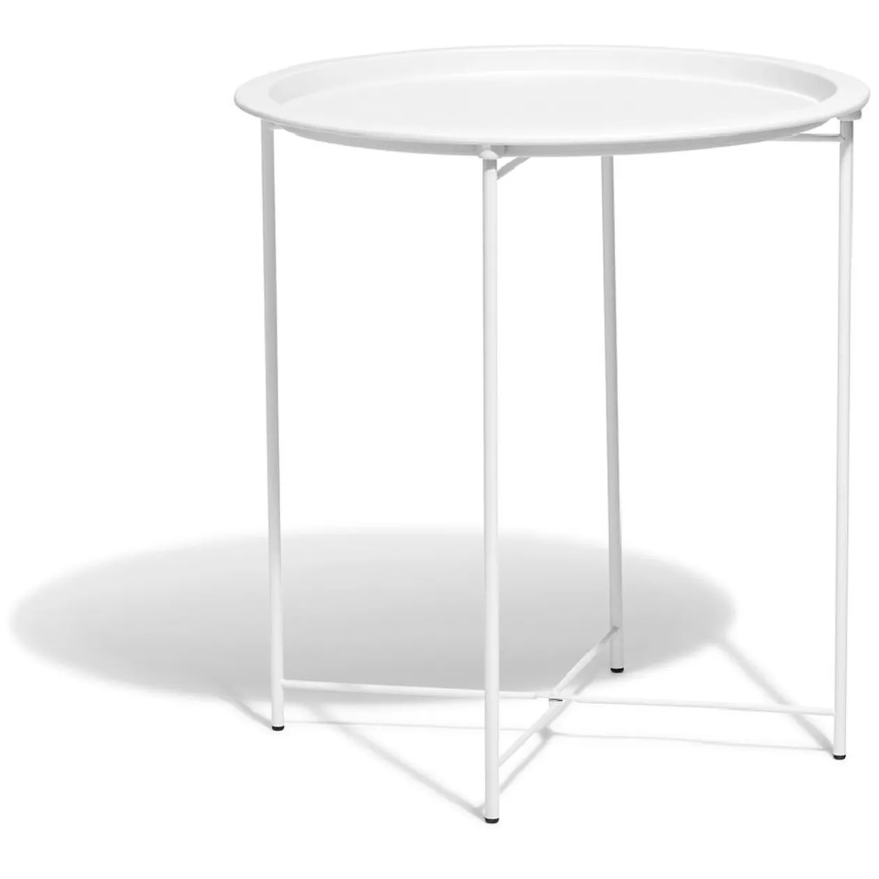 Bout de canapé rond gamme Maddy métal blanc