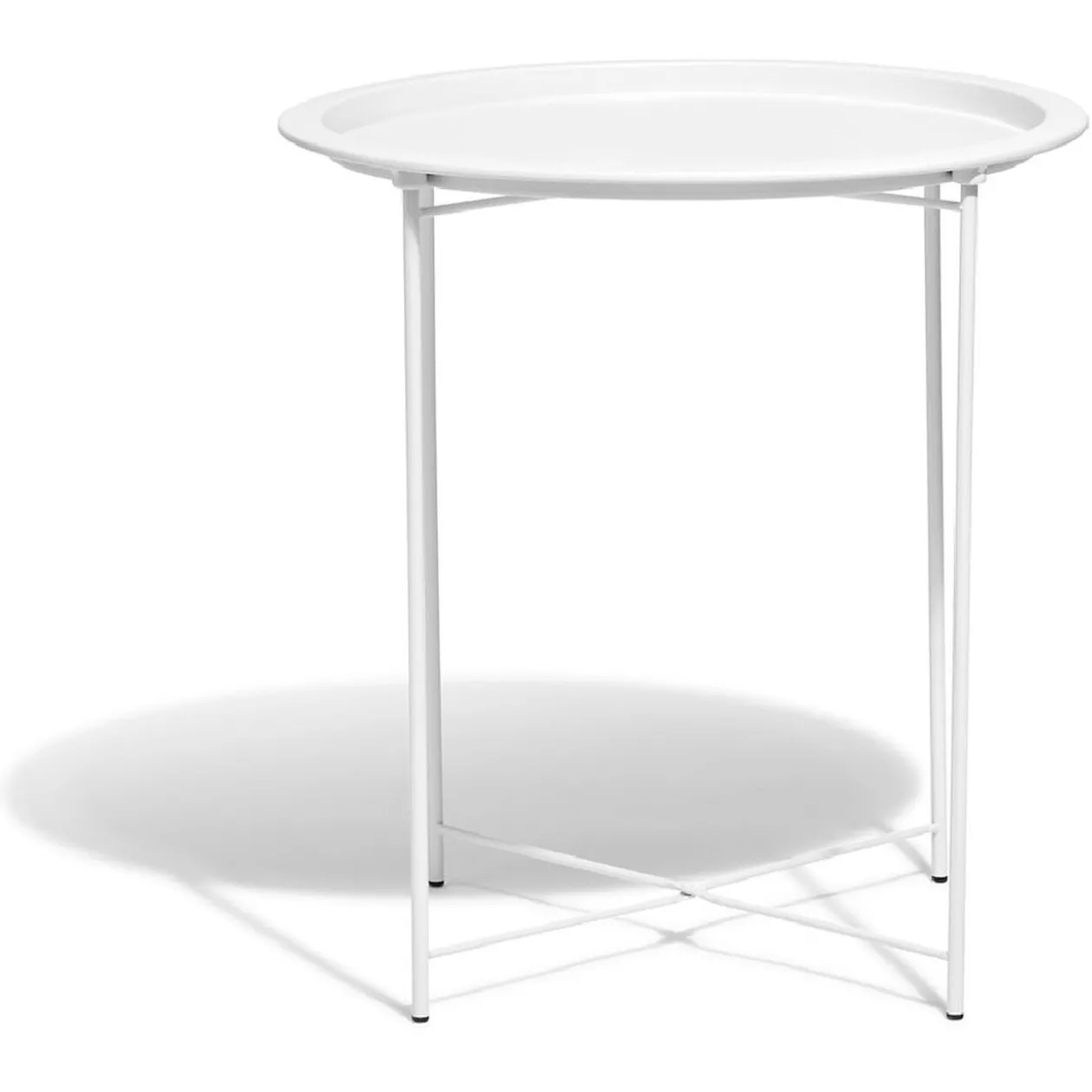 Bout de canapé rond gamme Maddy métal blanc