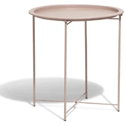 Bout de canapé rond gamme Maddy métal rose poudré