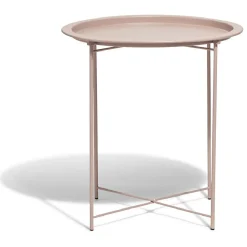 Bout de canapé rond gamme Maddy métal rose poudré