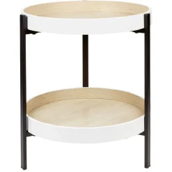 Bout de canapé rond gamme Labaaz bois naturel et blanc