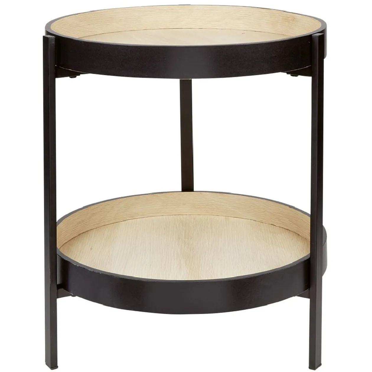 Bout de canapé rond gamme Labaaz bois naturel et noir