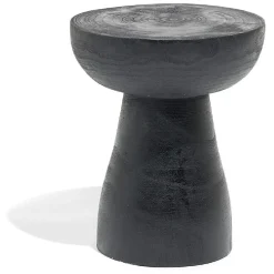 Bout de canapé Tammy bois paulownia noir Ø27xH33cm