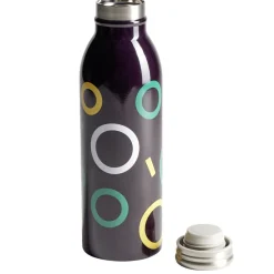 Bouteille isotherme acier noir motif rond 500ml Ø6,7xH21,8cm