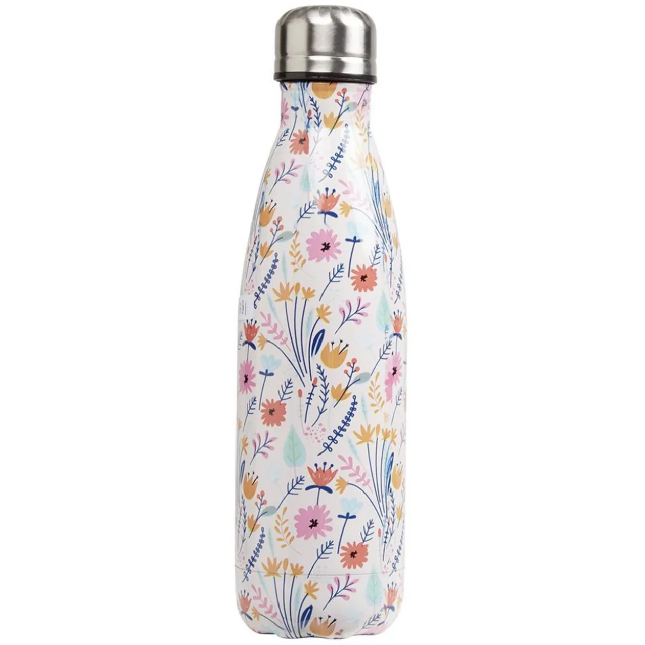Bouteille isotherme inox blanc motif fleur multicolore 500 ml