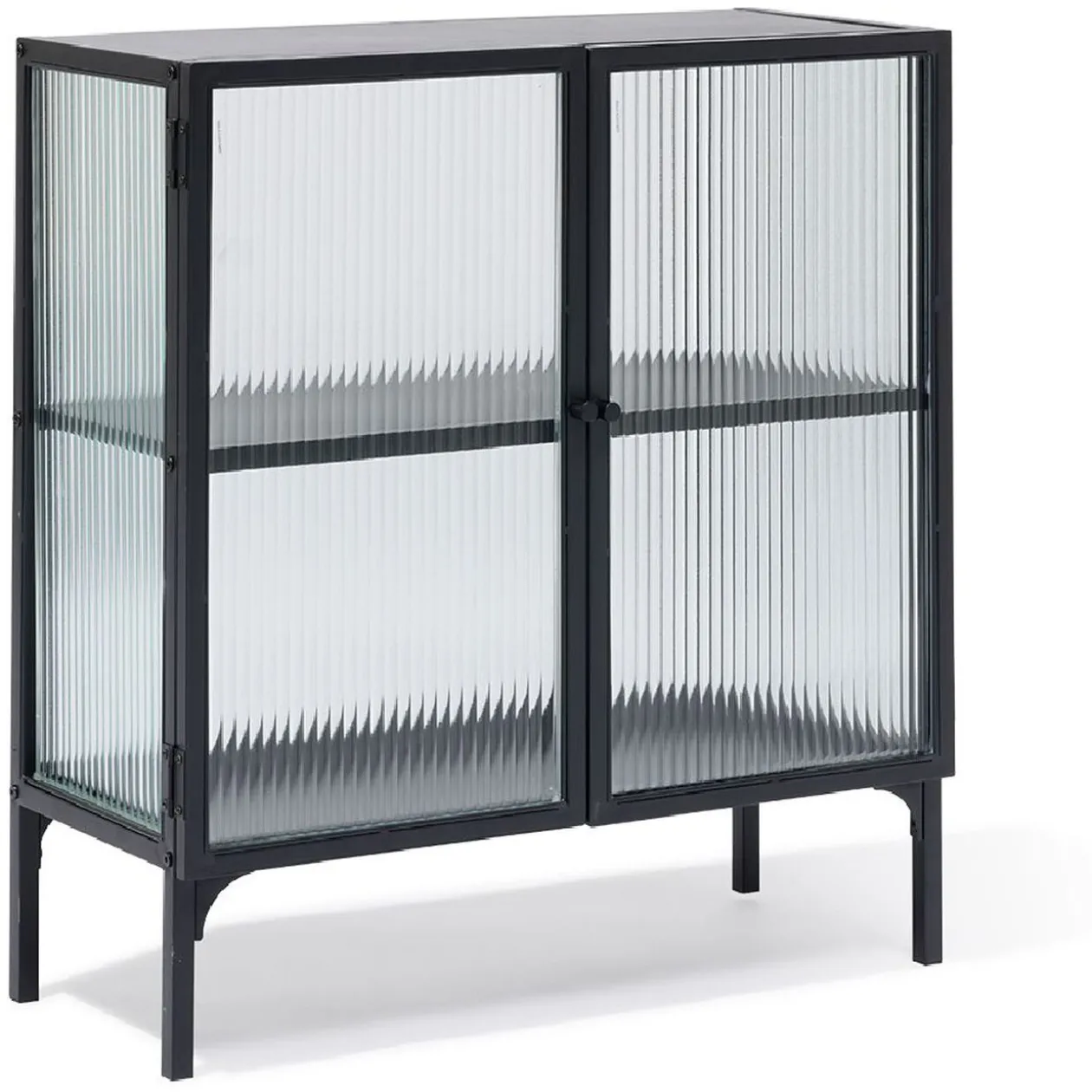 Buffet Arty métal noir et verre trempé - L70xP30xH75 cm