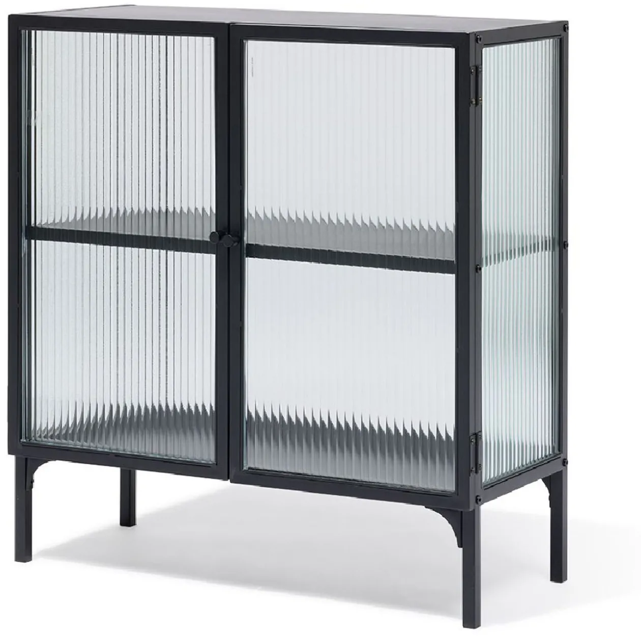 Buffet Arty métal noir et verre trempé - L70xP30xH75 cm