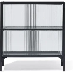 Buffet Arty métal noir et verre trempé - L70xP30xH75 cm