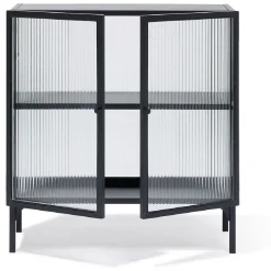 Buffet Arty métal noir et verre trempé - L70xP30xH75 cm