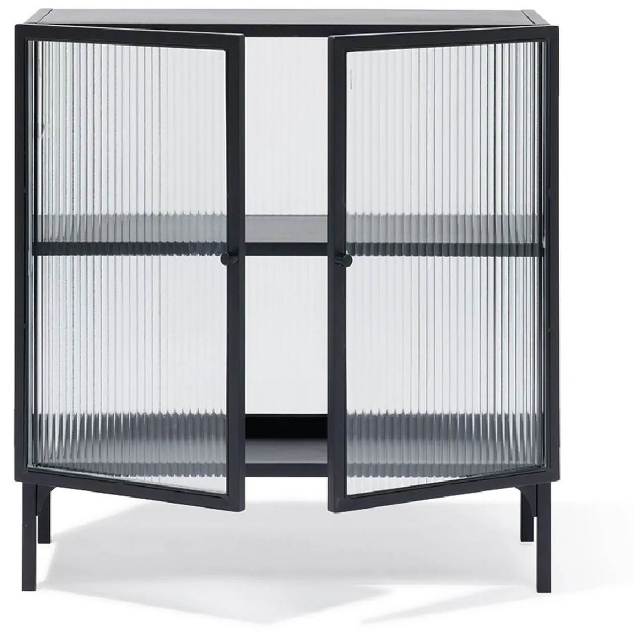 Buffet Arty métal noir et verre trempé - L70xP30xH75 cm