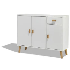 Buffet Bergen blanc avec 3 portes et 1 tiroir