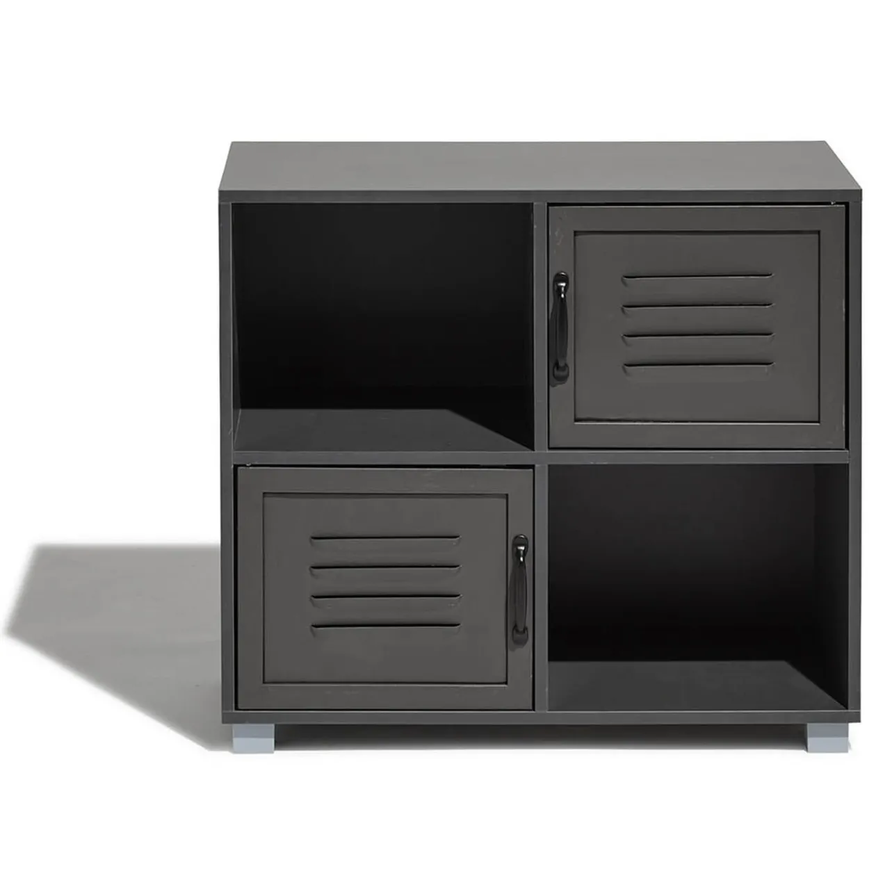Buffet Brooklyn anthracite avec 2 portes et 2 niches