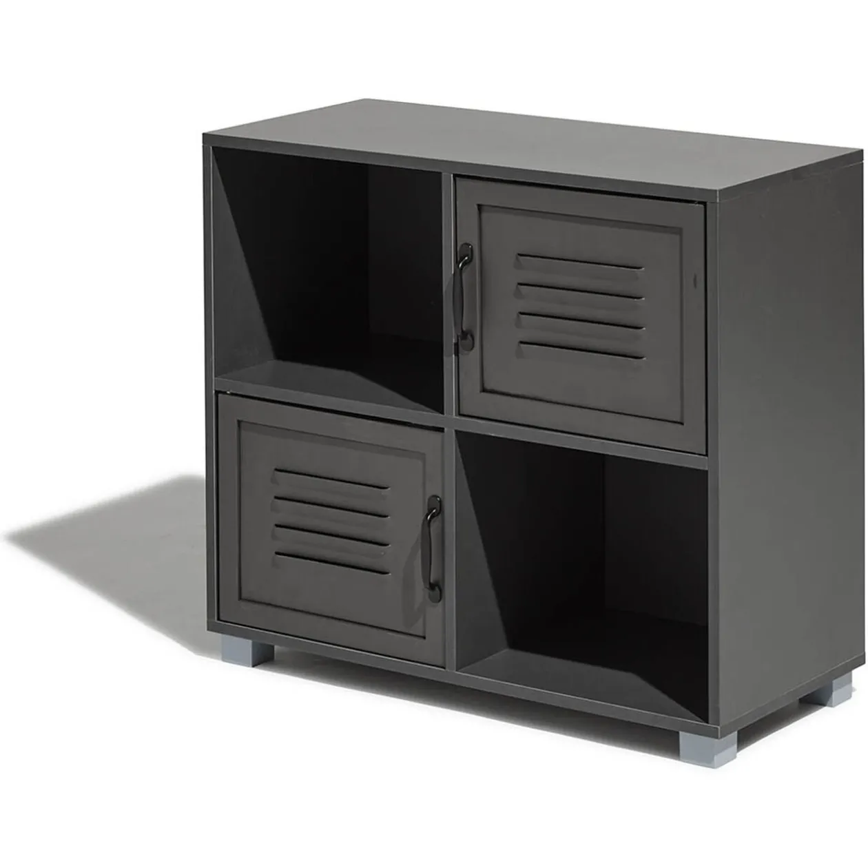 Buffet Brooklyn anthracite avec 2 portes et 2 niches