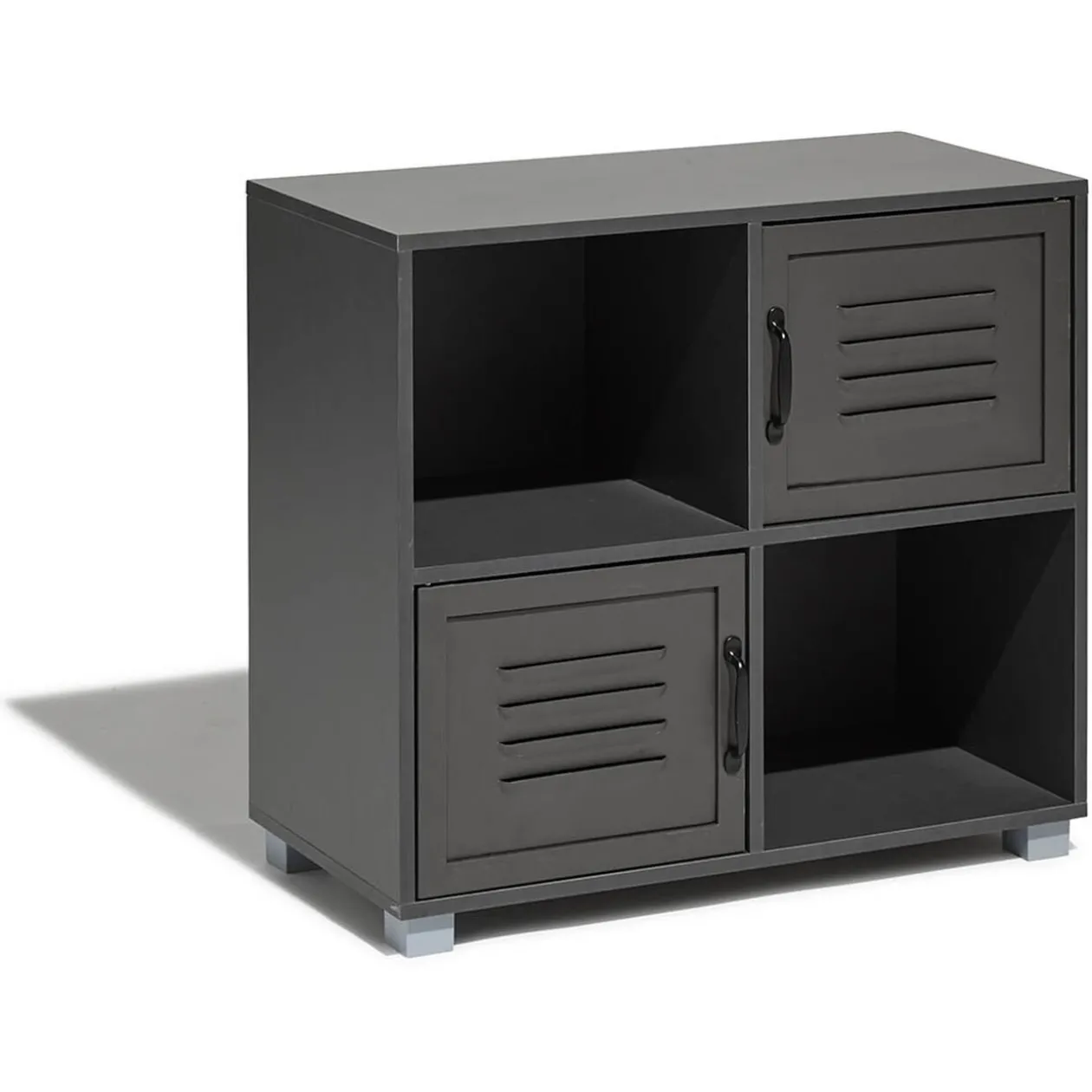 Buffet Brooklyn anthracite avec 2 portes et 2 niches