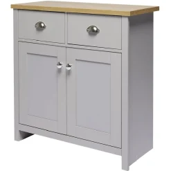 Buffet en bois Nantes 2 tiroirs 2 portes gris et naturel