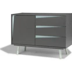 Buffet Jamy vert d’eau et anthracite