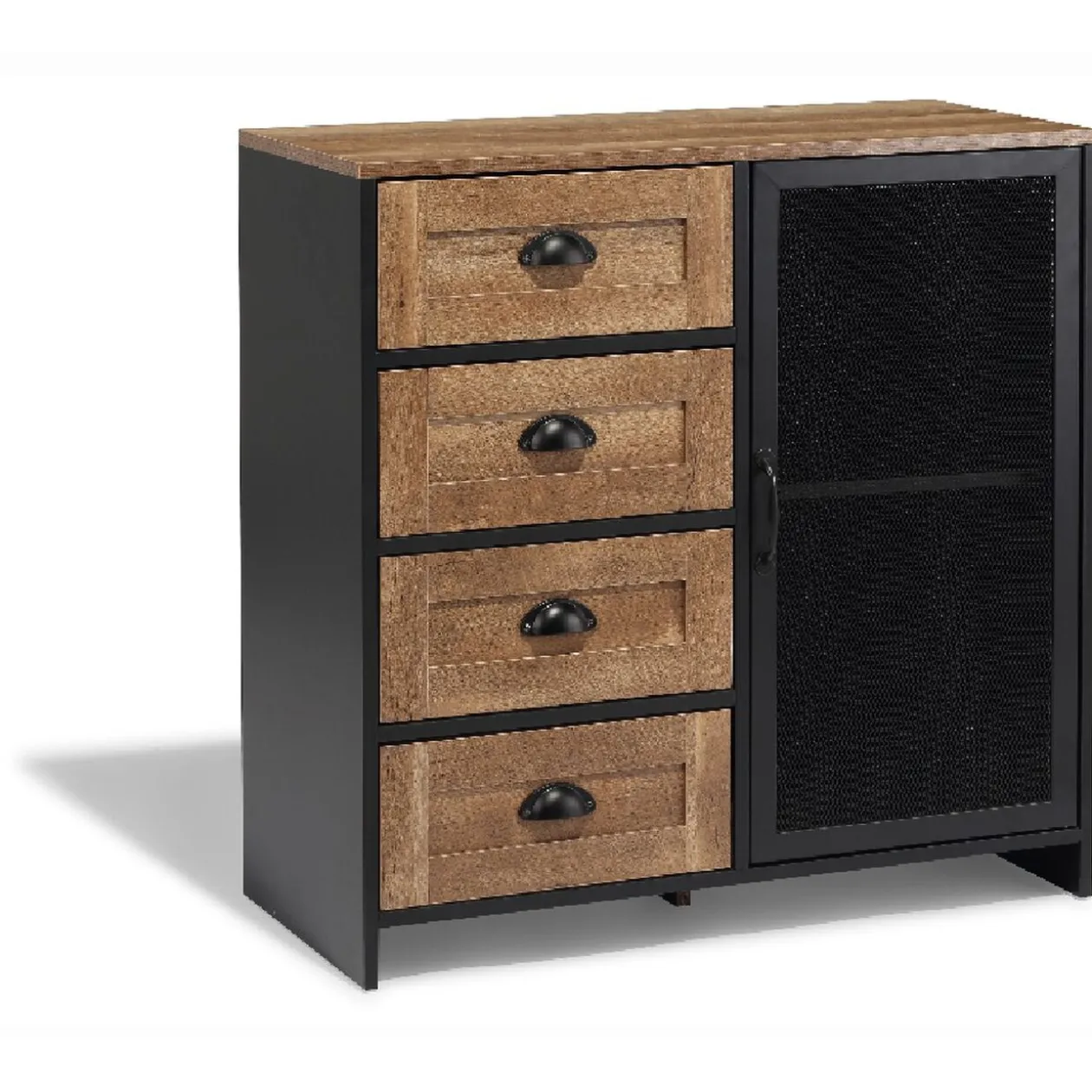 Buffet Laura noir et miel - L80 x P35 x H82 cm