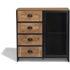 Buffet Laura noir et miel - L80 x P35 x H82 cm