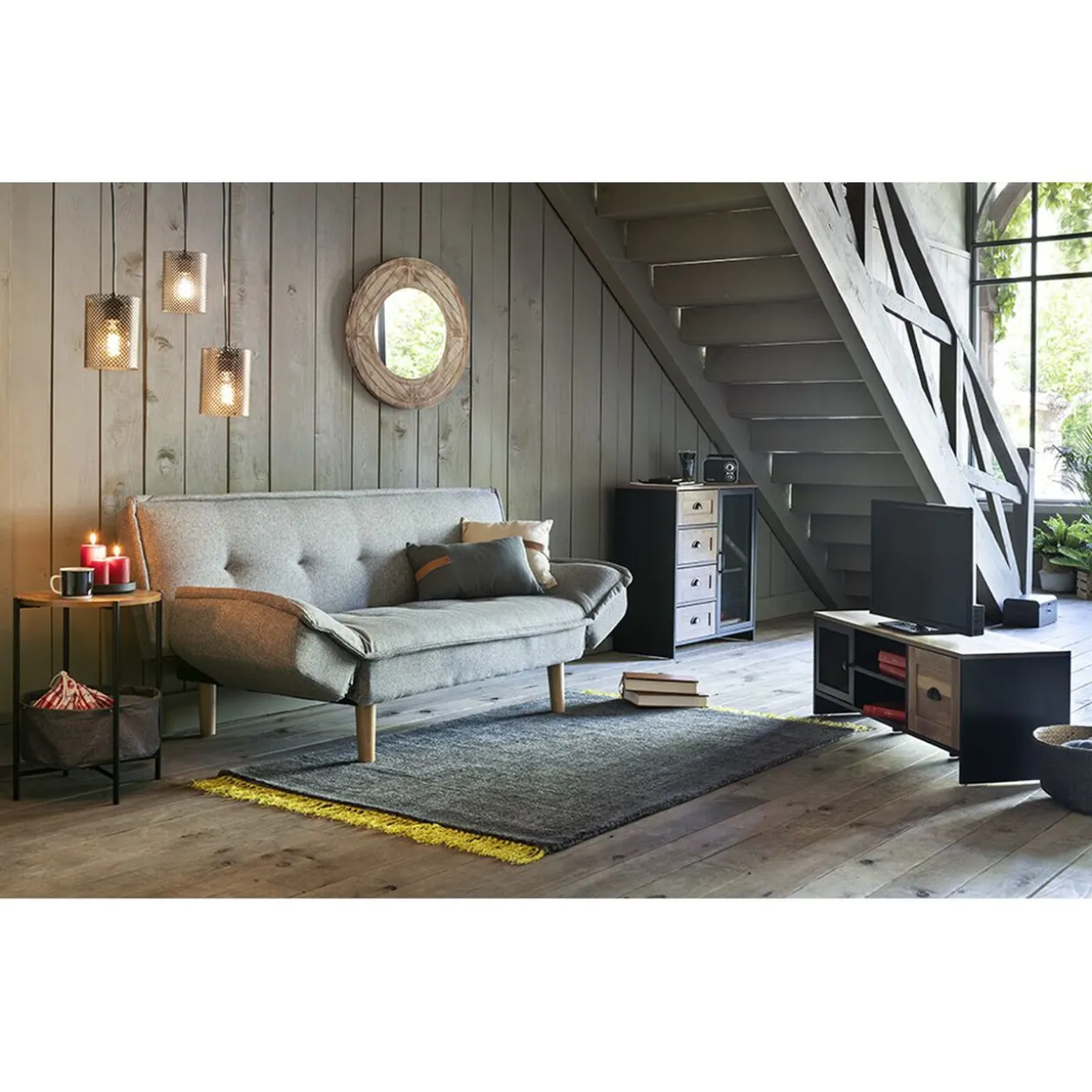 Buffet Laura noir et miel - L80 x P35 x H82 cm