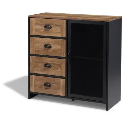 Buffet Laura noir et miel - L80 x P35 x H82 cm