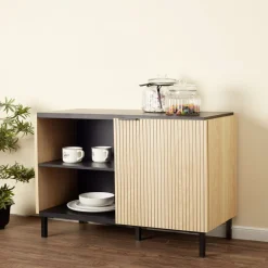 Buffet Markus 80x36,5x76cm bois coloris naturel et acier noir
