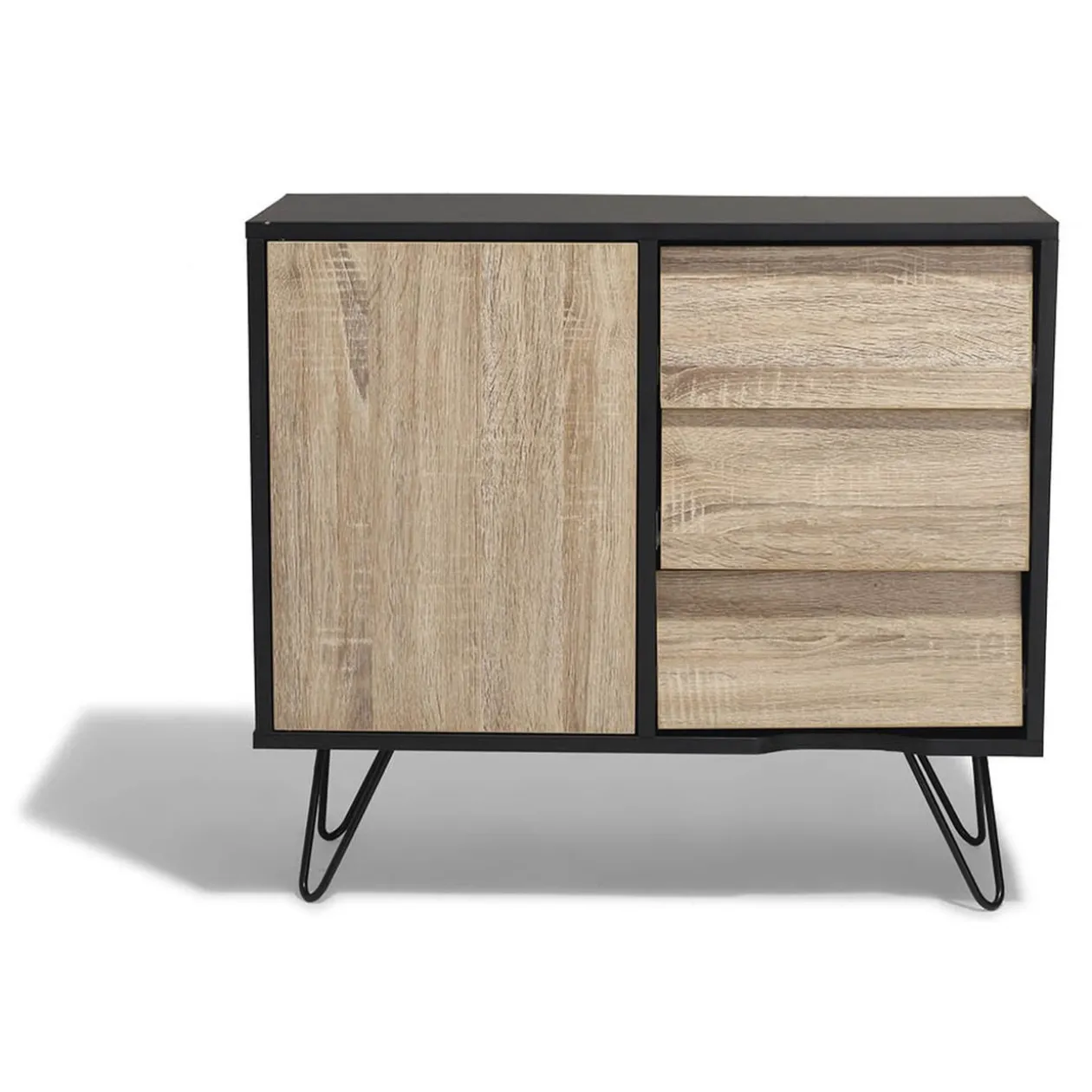 Buffet Stanislas naturel avec 1 porte et 3 tiroirs