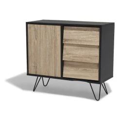 Buffet Stanislas naturel avec 1 porte et 3 tiroirs
