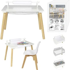 Bureau enfant 2en1 compatible brique de construction 60x40xH44cm