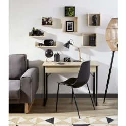 Bureau Paolo 1 tiroir métal et bois naturel noir