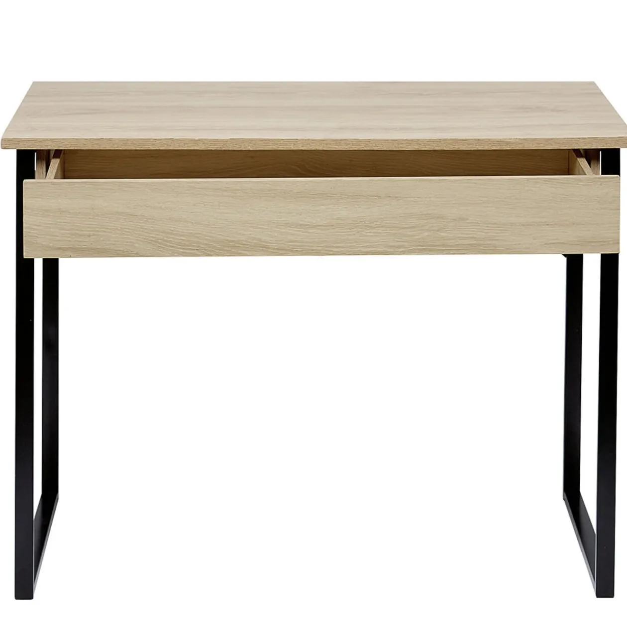 Bureau Paolo 1 tiroir métal et bois naturel noir