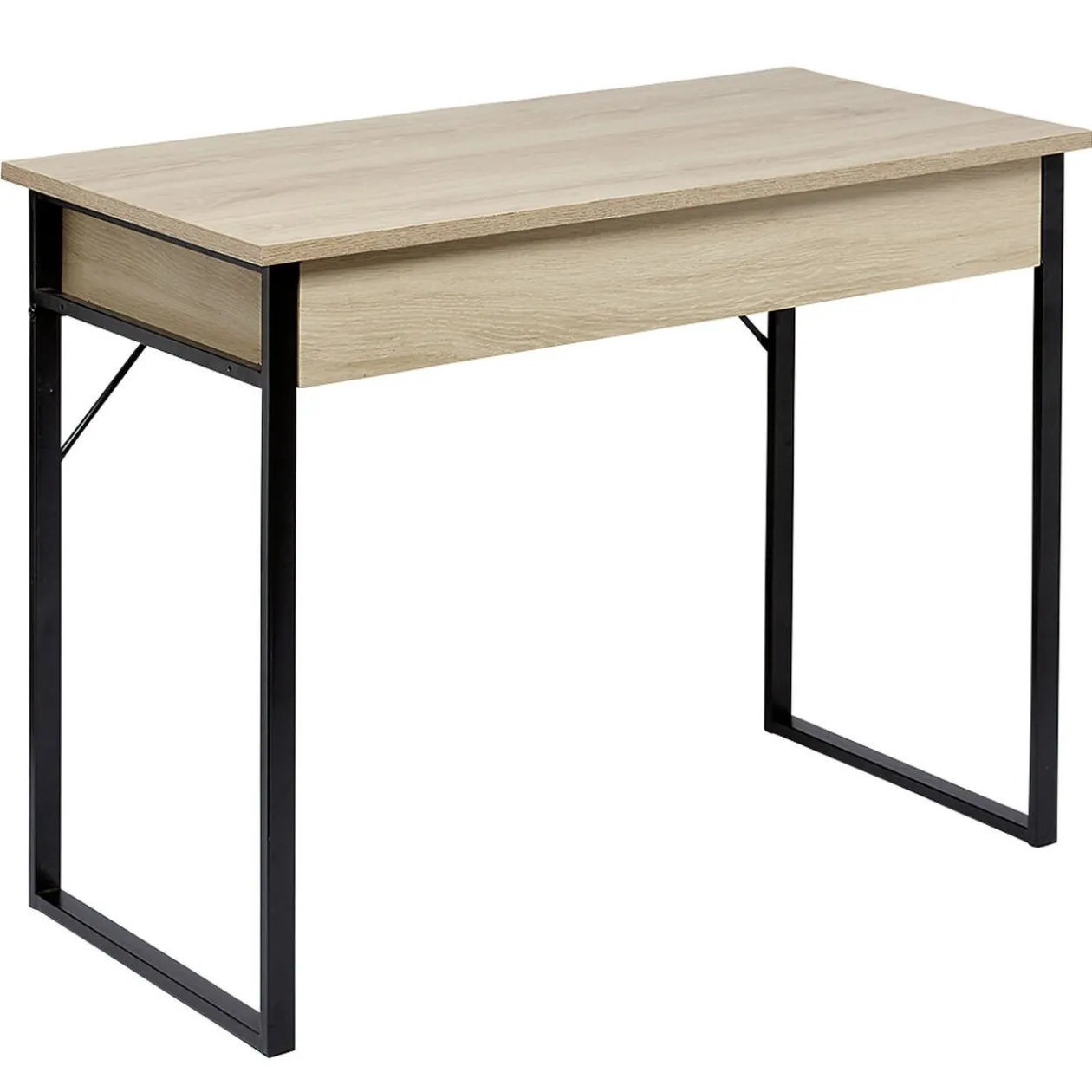 Bureau Paolo 1 tiroir métal et bois naturel noir