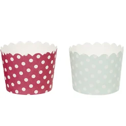 Caissette à muffin en carton rose vert décor pois blanc x25