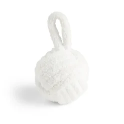 Cale porte noeud 15x15x15cm ciment et polyester effet bouclé blanc