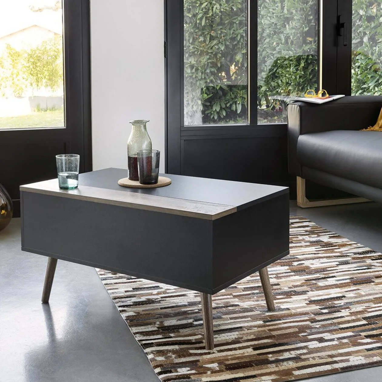 Canapé 3 places Laabaz simili noir