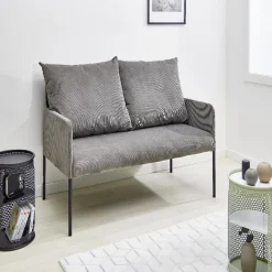 Canapé Haly velours côtelé gris 144x76,5x96cm