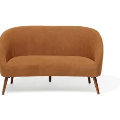 Canapé Joseph velours côtelé marron rouille/acajou - L137xP69xH79 cm