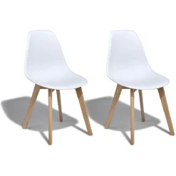 Chaise Chloé blanche pieds hêtre L.47 x P.52 x H.85 cm - Lot de 2