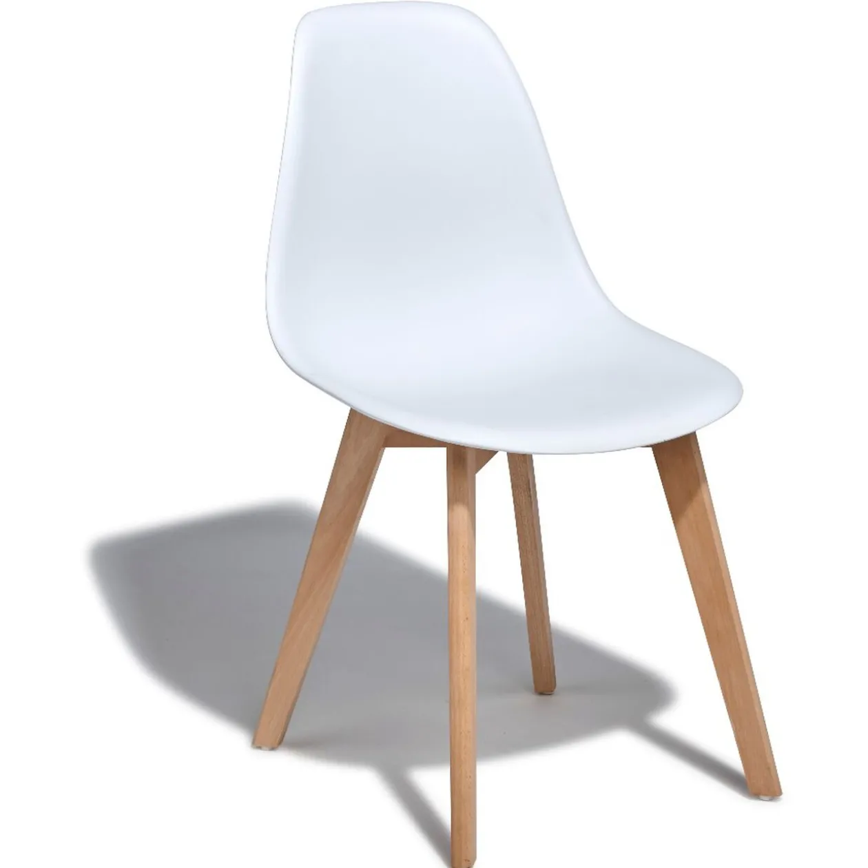 Chaise Chloé blanche pieds hêtre L.47 x P.52 x H.85 cm - Lot de 2