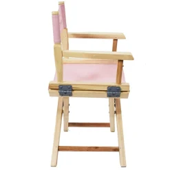 Chaise directeur enfant Little Princesse bois naturel et rose H57cm