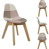 Chaise enfant Leonie bois assise patchwork marron et rose 31x35xH58cm