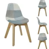Chaise enfant Leonie bois assise patchwork gris e bleu 31x35xH58cm