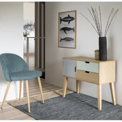 Chaise Gaëlle bleu canard x2