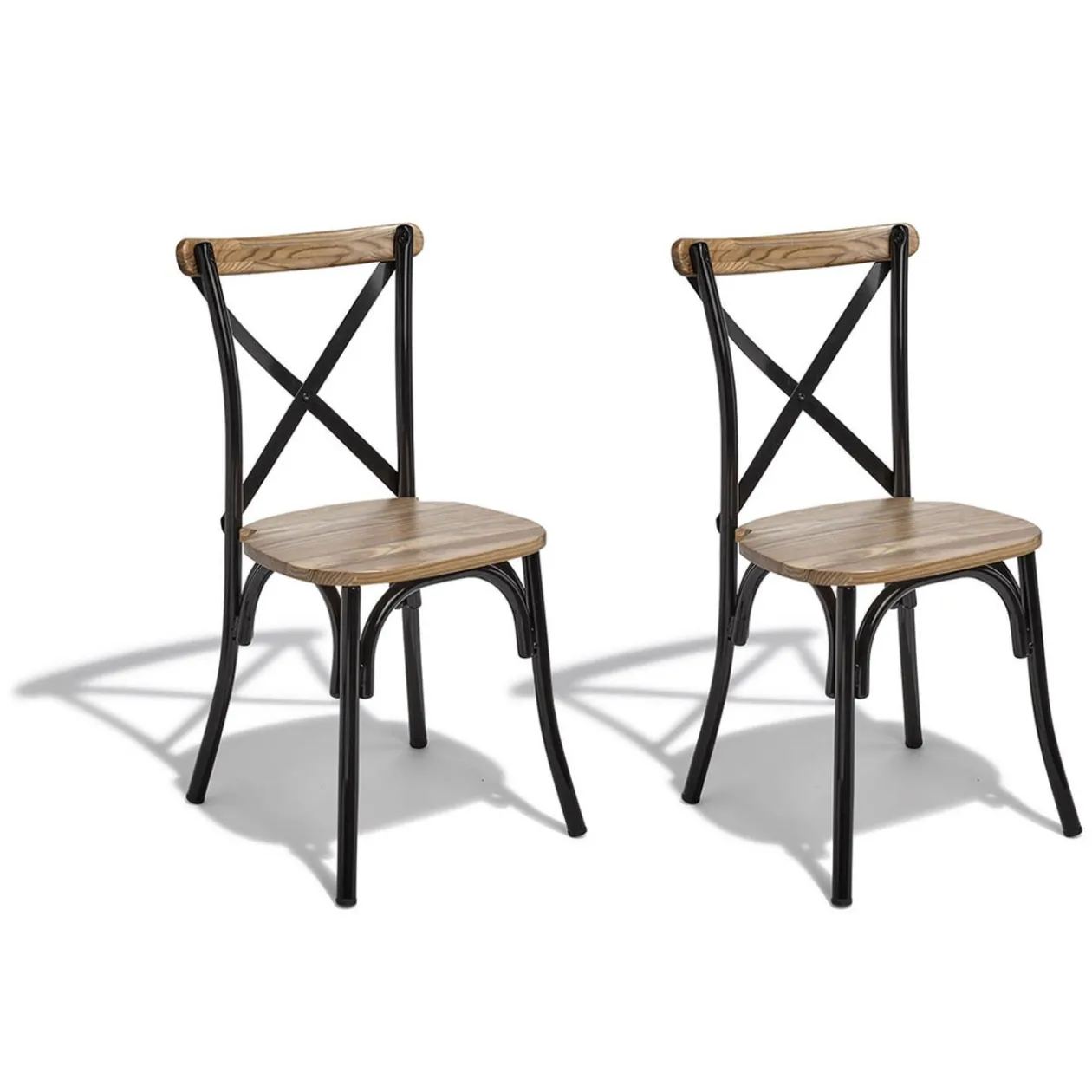 Chaise Juliette noir et bois naturel x 2